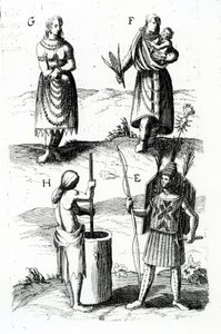 Illustrations de la tenue algonquine, gravure des Voyages de Sieur de Champlain par Samuel de Champlain (ca 1574-1635), XVIIe siècle - Samuel de Champlain
